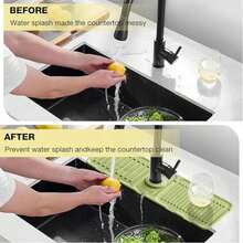 Faucet Mat For Kitchen Sink – Adjustable Silicone Sink Splash Guard With Fast Drying Properties , Perfect For Bathroom, Laundry & Bar, Durable Kitchen Sink Accessories Green - 綠色 - 查看 6