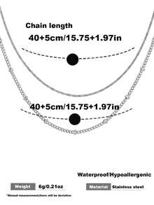 2pcs Stainless Steel Necklace For Women Dainty Gold Double Chain Necklace Minimalist Layered Style Bead Necklace Elegance Thin Chain For Gifts - Necklace - View 6