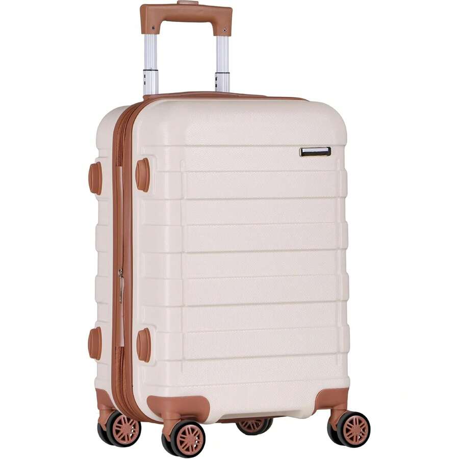 Vali kéo 4 bánh có thể mở rộng 21 inch, vali xách tay vỏ cứng tích hợp khóa TSA, túi hành lý 4 bánh (Trắng) Vali hành lý Vali có bánh xe Vali xách tay Hành lý du lịch Bền chắc Dung tích lớn Chứa đồ quần áo Đồ dùng cần thiết cho chuyến công tác Kỳ nghỉ Đồ dùng cần thiết cho du lịch biển - trắng - Xem 1