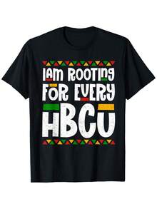 Estoy Apoyando a Cada HBcu" - Camiseta Unity - 100% Algodón, Negra con Patrones Geométricos Coloridos, Cuello Redondo Casual, Manga Corta, Tallas S-XXXL, para Hombres y Mujeres, Camiseta Casual| Camiseta de declaración cultural| Tela Transpirable - Negro - Ver 1