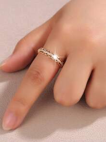 1pc Women's Ring, Luxury Versatile Fashion Micro-Inlaid Synthetic Zirconia Open Ring, Delicate Luxury Heart-Shaped Band - Open Ring - View 3