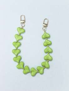 Colorful Short Acrylic Heart-Shaped Phone Lanyard, Valentine's Day Heart Bead Phone Strap Accessory - Multicolor - View 7
