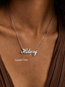 Colar luxuoso e moderno em ouro fosco personalizado, adequado como presente para casal, amigo, família, aniversário, feriado - Prata brilhante - Ver 5