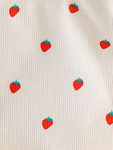 2pcs Baby Girls' Sweet Cute Small Pattern Round Neck Top And Flared Pants Set, Summer - Red - View 5