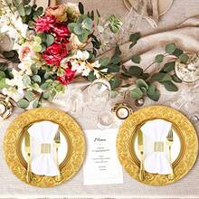 Uiifan - 2 platos de carga dorados 3 pulgadas de plástico antiguo decorativos redondos platos de cena en relieve para bodas fiestas eventos catering decoración de mesa - Aire - Ver 6