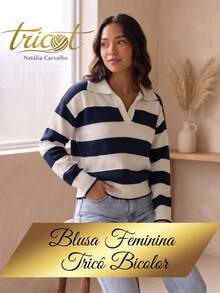 Women's Striped Knit Polo Neck Long Sleeve Ribbed Knit Sweater For Autumn/Winter - 關閉/因此 - 查看 4