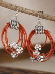 1 Pair Fashion Classic Multi-Layer Woven Hoop Earrings, Featuring Feminine , Suitable For Daily Wear And Vacation. A Gift For Her - Multicolor - View 6