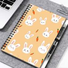 1 Set de Libreta Espiral con Patrón Lindo de Conejo y Zanahoria, 100 Páginas 50 Hojas, Escritura Suave. Adecuado para Registros de Trabajo, Notas de Estudio, Uso Diario Escolar. Ya sea como Regalo de Graduación, Cumpleaños o Diario Diario, Planificador, es una Excelente Opción, Exquisita y Práctica, También Adecuada como Regalo! - Modelo D + un bolígrafo - Ver 6