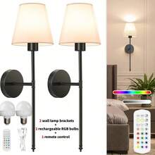 1/2pcs Rechargeable Remote Control Wall Lamp (Including Rechargeable RGB Bulb), Bedside Lamp, Ceiling Light, Small Decorative Light, Night Light, 15 Adjustable Colors, Suitable For Bedroom, Living Room, Corridor, Bathroom, Kitchen And Wardrobe Lighting, Home Christmas Decor (1800mAh) - Upgraded Version - View 17