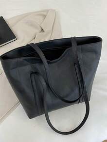 Bolso de mano de gran capacidad para mujer, nueva llegada de bolso de hombro versátil y de moda para ir al trabajo - Negro - Ver 6