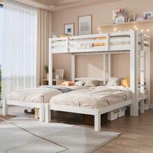[29647677WAA] Triple Bunk Bed With Side Ladder For Children And Teenagers, White (90x200cm) - White - View 2