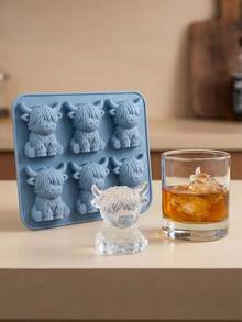 1 Set Mini Highland Cow 3D Cute Silicone Tray, Reusable Easy Release, Suitable For Whiskey, Cocktails, Coffee, Chocolate, Candy, Perfect For Parties, Bars, Birthdays, Home Use, Great Gift For Animal & Milk Lovers - Multicolor - View 7