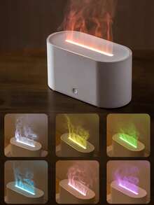 1pc USB Simulated Flame Humidifier Aroma Diffuser, Bedside Night Light With Sleeping Flame, Colorful Flame Essential Oil Diffuser, Suitable For Office And Home Use - Multicolor - View 4
