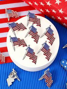1 pièce/6 pièces/12 pièces Broche patriotique avec cristaux strass drapeau américain, convient pour le Memorial Day, le 4 juillet Fête de l'Indépendance, 250e anniversaire, cadeaux, vêtements et décoration de sac à dos - Broche du jour de l'indépendance - Voir 4