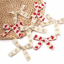10pcs/Pack 6X7mm Heart Shaped Bow Ribbon, Versatile Embroidered Cotton Ribbon, Single Layer Bow Decor For Clothing, Bags, Gifts, Holiday Packaging - Heart-shaped Bow - View 7