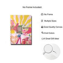 Set Of 1 Funky Colorful Cat Canvas Wall Art | Maximalist Eclectic Poster With Do It For Yourself Quote For Living Room Bedroom,Frameless/Framed - A - View 4