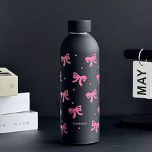 1pc Bow Series 500ml/17oz Double-Wall Stainless Steel Vacuum Insulated Water Bottle, Suitable For Gym, Cafe, Home, Outdoor, Travel, School, Holiday, Office, Gift, Birthday Gift, Back To School, Mother's Day - Beige - View 13