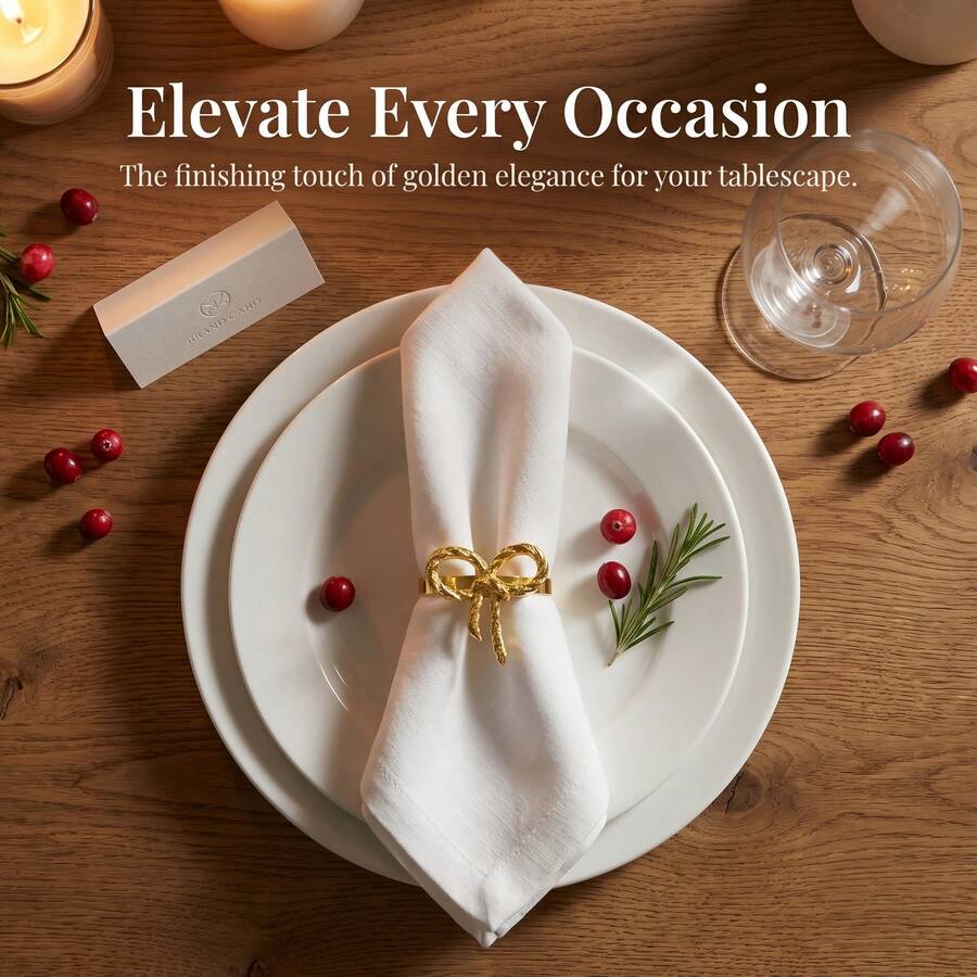 6pcs Gold Butterfly Napkin Rings, Elegant Tabletop Decor - Gold - View 1