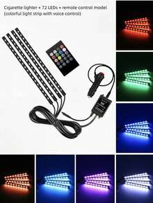 1pc Easy Installation High Brightness Car Neon Light Kit, Car LED Light Strip, Interior Decor Light, Christmas Decor, Neon Light Accessories, Atmosphere Light Strip, Footwell Neon Light Set - Multicolor - View 13