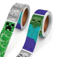Minecraft 120张我的世界主题封口贴纸，纸质/不干胶材质，像素设计，粉丝装饰贴纸，适用于剪贴簿、礼品包装 - 封口貼 - 查看 7