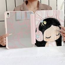 1 Ốp lưng máy tính bảng hình cô gái đeo nơ và tai nghe hoạt hình kèm ngăn đựng bút, tương thích với iPad Pro (M5)/ Air (M3)/ 11"(A16)/ 10.9/ Thế hệ thứ 10 Smart Case/ 11(A16 2025)/Tương thích với Samsung Galaxy S9/S7/S10+/Tương thích với Samsung Galaxy Tab S6 Lite, Tương thích với Matepad - Nhiều màu - Xem 8