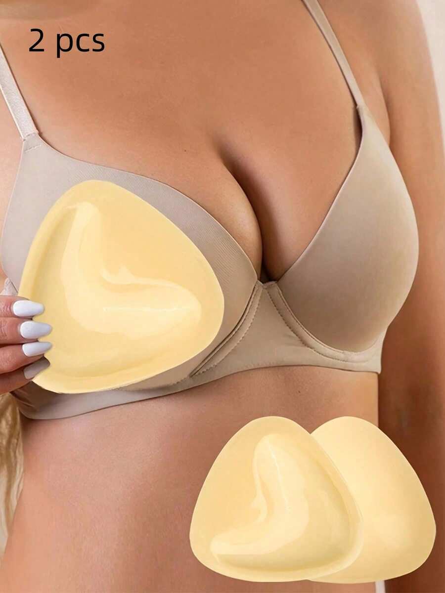 2pcs Reusable Double-Sided Adhesive Bra Lift Tape - Breathable Silicone Triangle Bra Lift Pads, Super Lifting, Suitable For Strapless, Bikini, Swimwear And Sports Bras, Comfortable Invisible Natural Bust Shaping, Long-Lasting - Clear - View 1