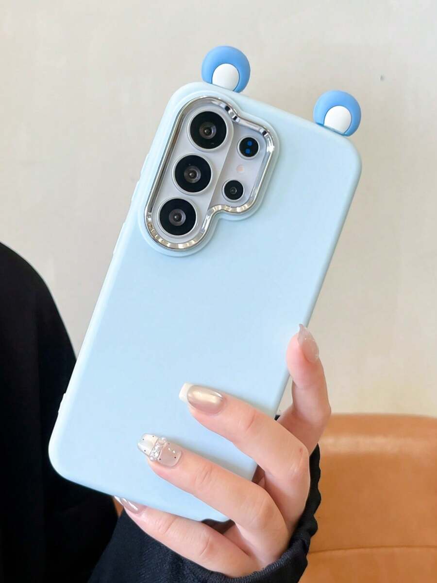 1 pieza Funda de teléfono a prueba de golpes, antideslizante y resistente a los arañazos con diseño de auriculares 3D azul estilo Ins, compatible con las series S20/21/22/23/24/25, Note 14/13/12 y A56 5G, versión internacional, no versión local, adecuada como regalo de cumpleaños, festival y Día de la Madre