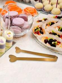 3pcs/2pcs/1pc Stainless Steel Heart-Shaped Square Christmas Candy Clips, Candy Snack Holder, Party Gathering Small Utensils, Wedding Tableware, Dessert Spoon, Coffee Spoon, Summer Ice Tongs, Suitable For Family Gatherings, Birthdays, Weddings, Christmas, Mother's Day, Father's Day, Graduation Season, Back To School Season, Valentine's Day - Multicolor - View 2