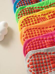 10 Pairs Kids Anti-Slip Dot Grip Short Socks, Minimalist Fashion Comfortable Breathable Soft Casual Socks For Daily Wear, Sports, Suitable For Holidays, Back To School, Outdoor Activities, Random Colors - Multicolor - View 2
