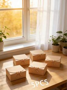 5pcs/1pc Gift Box Set With Ribbon, Wedding Season Gift Packaging Box, Gift For Lover, Friend, Surprise Gift Box, Suitable For Birthday, Party, Holiday, Valentine's Day - Brown + Brown Ribbon - View 14