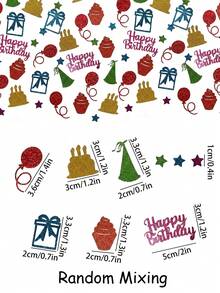 200/100pcs Colorful Glitter Confetti, Happy Birthday Blowouts, Mixed Birthday Cake Toppers, Ice Cream Decorations, Suitable For Birthday Party Tabletop Decor - Multicolor - View 3