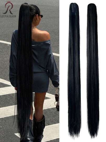 42-Inch Ultra-Long Ponytail Wig, New Ponytail Style, Ladies' Clip-On, Long Straight Hair, Realistic Ponytail, Hair Segments, Multi-Functional Hair Accessories, Stable Clip-On, Quick Hairstyle Solution, Natural Hairstyle, Fashionable Wig, Exclusive For Beauty Enthusiasts