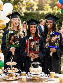 1 chiếc quạt tốt nghiệp tùy chỉnh màu đen và vàng, quạt tốt nghiệp in ảnh và chữ tùy chỉnh, quạt cầm tay tốt nghiệp tùy chỉnh cho sinh viên tốt nghiệp, quạt cắt bằng bìa cứng in ảnh tùy chỉnh. - Nhiều màu - Xem 4