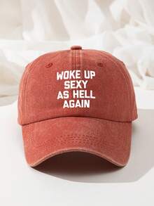 1 pieza Gorra de béisbol unisex de mezclilla vintage desgastada con estampado "WOKE UP" de colores múltiples, ajustable, de corona suave, adecuada para uso diario, playa, campamento, viaje, regalo, festival, vacaciones - B - Ver 22