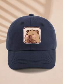 1 pieza Gorra de béisbol para niños con etiqueta falsa de dinosaurio, gorra de unicolor con protección solar, adecuada para protección solar al aire libre y uso casual diario - Kapibala - Ver 6