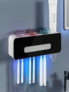 Toothbrush Holders For Bathrooms, Toothbrush Holder Wall Mounted With Toothpaste Dispenser, Wall Mounted Tooth Brushing Holder - Multicolor - View 2