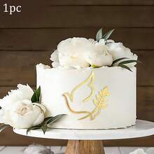 1pc/3pcs Gold Mirror Acrylic Cross Dove IHS Baptism Cake Toppers,For Baptism Communion Theme Party DIY Cake Dessert Decoration Supplies - Multicolor - View 25