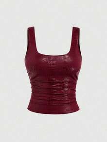 Summer New Arrival Solid Color Slim Sexy Versatile Camisole Sleeveless Vest, Suitable For Beach Party Outfit - Burgundy - View 2