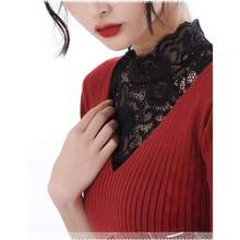 Áo tank top cổ cao kiểu Pháp với họa tiết ren hoa, chất liệu co giãn, mỏng nhẹ, ôm sát, thích hợp mặc cả bốn mùa. - A - Xem 5
