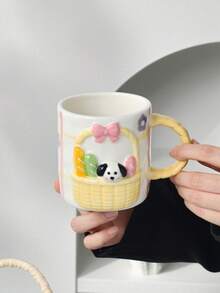 1 pièce Tasse à café en céramique avec motif de nœud en relief, tasse à café élégante, tasse pour latte art, tasse pour petit-déjeuner, lait, avoine, tasse d'eau de bureau, tasse à thé de l'après-midi, tasse à boisson, cadeau pour les fêtes/la Saint-Valentin - Multicolore - Voir 15