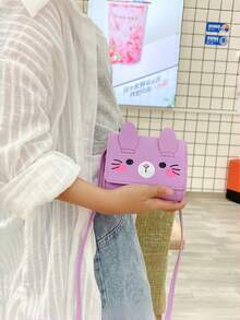 1pc PU Leather Mini Cartoon Shoulder Bag, Mini Crossbody Bag, Coin Purse, Suitable For Elementary Students, Little Girls Wallet, New Fashionable Cute Rabbit Crossbody Bag - Multicolor - View 5