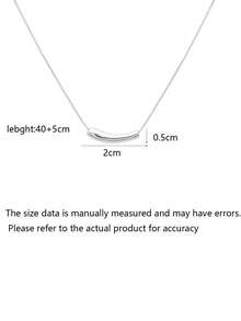 1pc Minimalist Niche Design Smile Curved Tube Necklace, Versatile - Silver - View 6