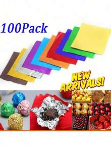 100 tờ giấy bạc nhôm dùng để đóng gói thực phẩm, tự làm bao bì, gói sô cô la, kẹo, quà tặng sinh nhật, tiệc cưới, túi giấy bạc trang trí. - Nhiều màu - Xem 13