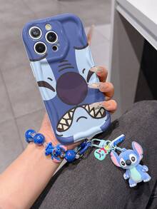 Disney Has Authorized, Phone Case - Chain Set, The Stitch Lilo & Stitch Phone Case Plus A Silicone 3D Or Fluffy Style Stitch Bracelet With Metallic Ring Removable Bracelet, Stitch And Angel Pattern, Compatible With Iphone 17/16/15/14/13/12/11/XS/XR/X Plus Pro Max, Wavy Design Phone Case For Girl, A Stylish Cartoon Summer Phone Case, The Perfect Gift Choice, Phone Protection, Durable Phone Cover, Great Gift For Friends And Family - 白色款式B - 查看 2