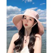 Women's Outdoor Sun Hat With Ponytail Hole For Summer Uv Protection, Korean Fashion Wide Brim Shawl Bucket Hat - 彩色 - 查看 15