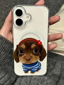 1pc Cute Cartoon Dog Pattern Magnetic Wireless Charging Phone Case, Compatible With IPhone 17 Pro Max/16 Pro Max/15 Pro Max/13/15/16/17 Pro/14/11, New Magnetic Protective Phone Cover - Clear - View 1