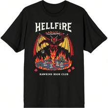 Hell Fires Hawking High Club Men's Black Short Sleeve T-Shirt - 黑色 - 查看 1
