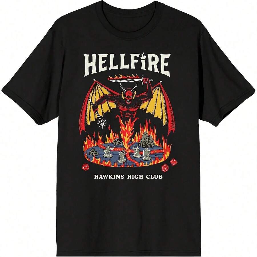 Hell Fires Hawking High Club Men's Black Short Sleeve T-Shirt - 黑色 - 查看 1