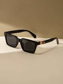 Retro Square Black Fashion Sunglasses, Plastic Classic Style For Outdoor Travel Beach Vacation Casual Wear, Summer UV Protection Shades Unisex - Black - View 2