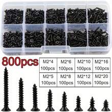 800pcs Self Wood Screws Set, M2 Flat Head Sheet Metal Screw, Self Screws Assortment Kit Lock Nuts Screw Fastener Sets - Multicolor - View 3
